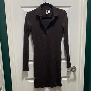 H&M Long Sleeve Brown Dress